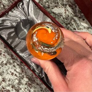 Orange Swirl Glass Wine Stopper